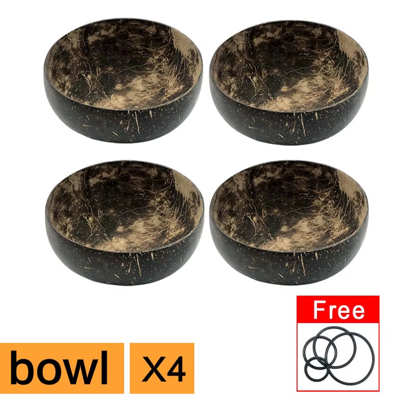 4.5-6Inch Natural Coconut Bowl Eco-Friendly Soup Fruit Salad Set Noodle Rice Bowl Wooden Fruit Container Handicraft Kitchenware