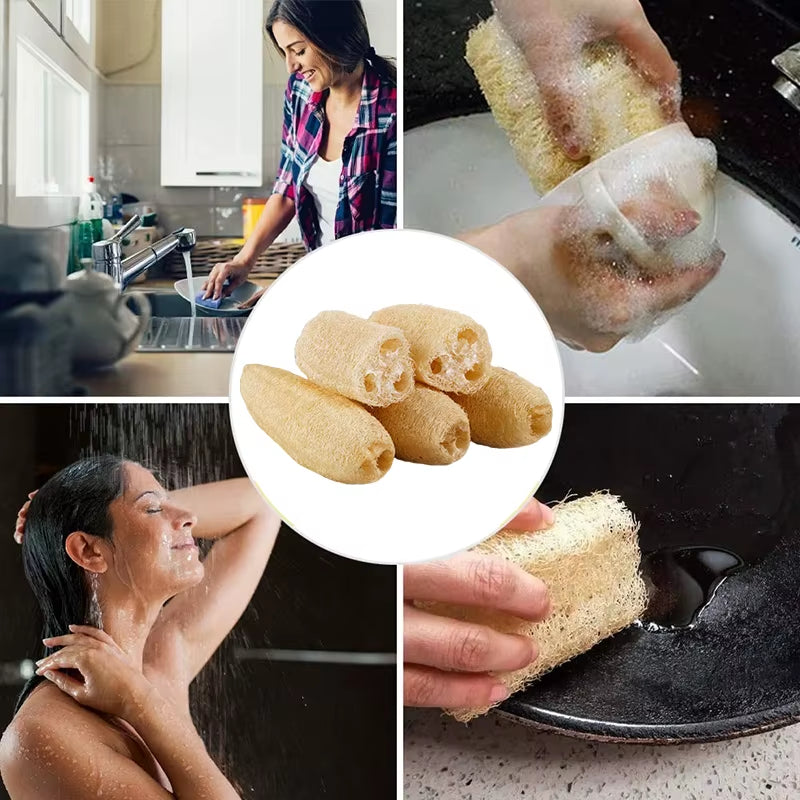 1/3Pcs Natural Loofah Sponge Multi-Purpose Kitchen Cleaning Tool Dish Washing Sponge Long Shower Body Scrubber Loofah Dishcloth