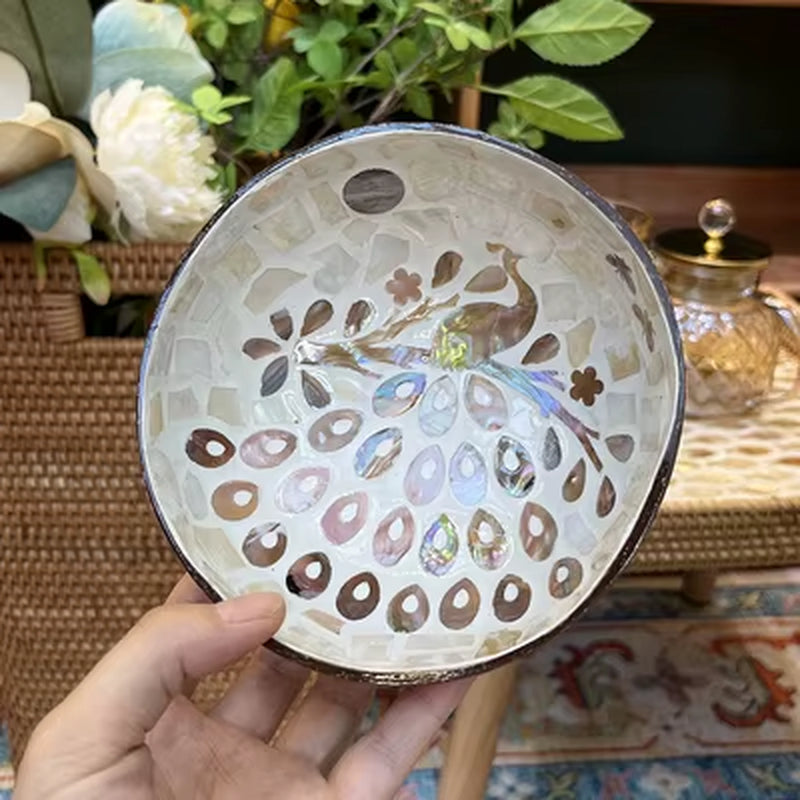 Creative Handmade Decoration Coconut Shell Bowl, Wood Breakfast Bowl, Original Fruit Salad Dish Restaurant Tableware Storage
