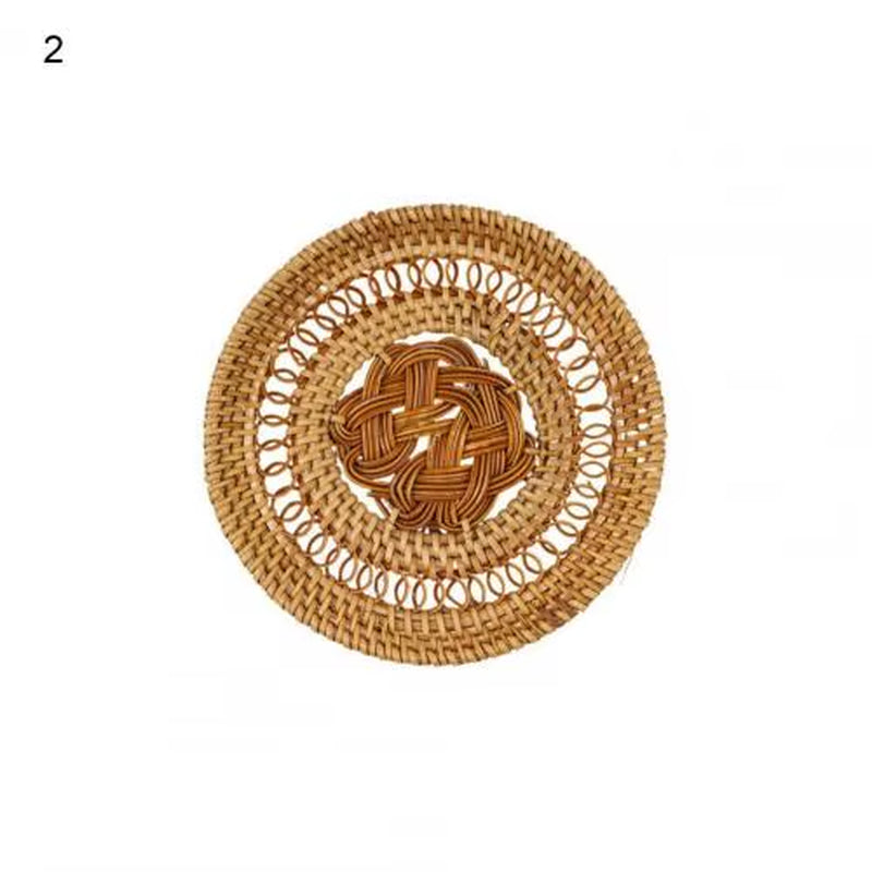 Woven Drink Coaster Heat Rattan Cup Holder Blue/White Porcelain Pad Natural Straw Insulation Pot Holder Mat Table Placemat