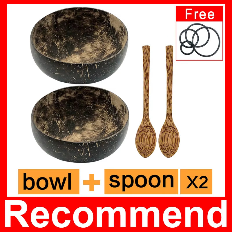 4.5-6Inch Natural Coconut Bowl Eco-Friendly Soup Fruit Salad Set Noodle Rice Bowl Wooden Fruit Container Handicraft Kitchenware
