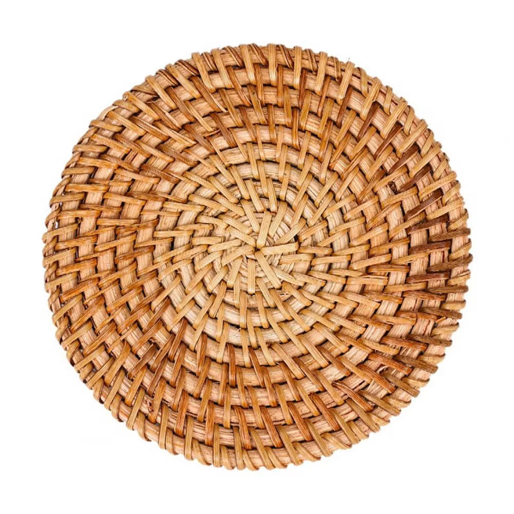 Woven Drink Coaster Heat Rattan Cup Holder Blue/White Porcelain Pad Natural Straw Insulation Pot Holder Mat Table Placemat