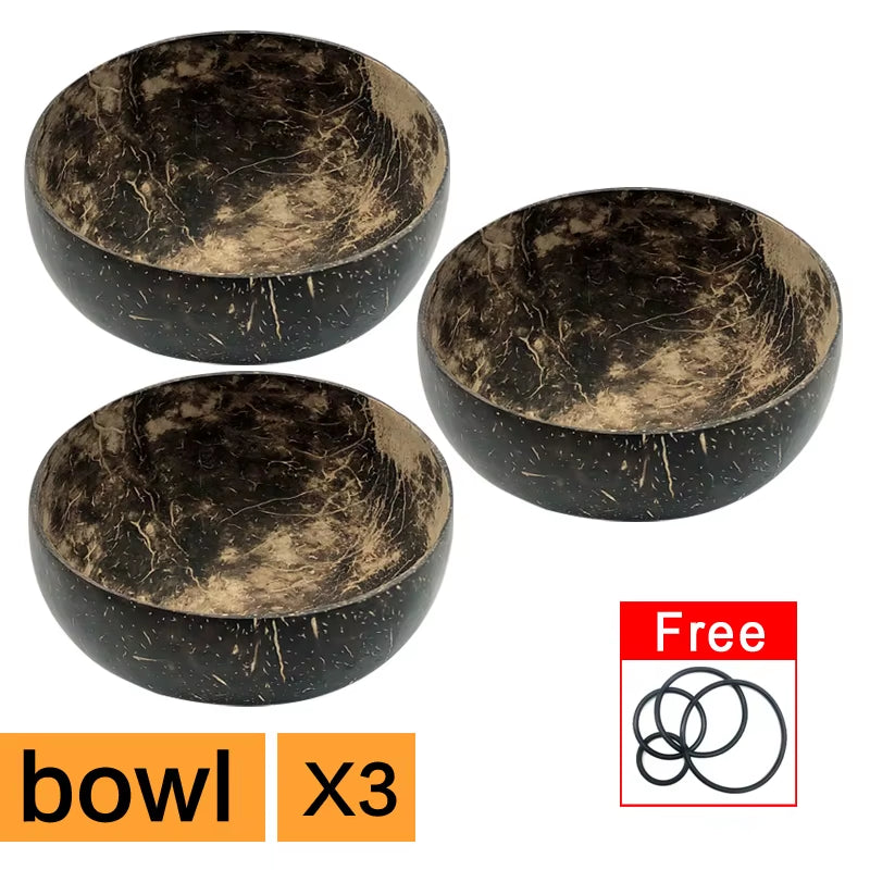 4.5-6Inch Natural Coconut Bowl Eco-Friendly Soup Fruit Salad Set Noodle Rice Bowl Wooden Fruit Container Handicraft Kitchenware