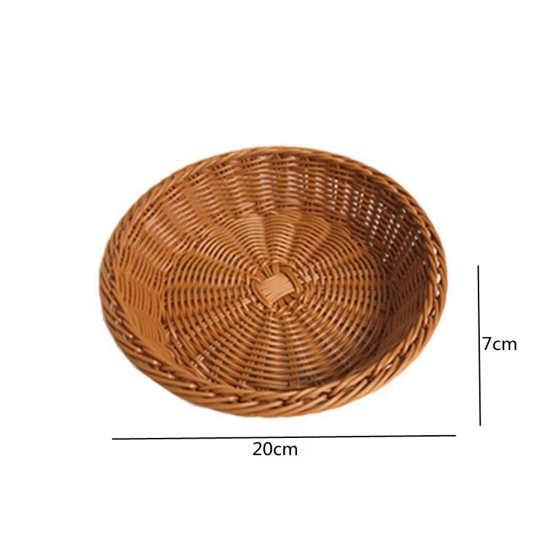 Oval Curved Rattan Wicker Woven Serving Baskets for Bread Fruit Vegetables Restaurant Serving Tabletop Display Rattan Basket