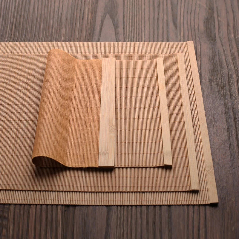 New Natural Bamboo Table Mat Tea Dining Hot Insulated Table Runner Japanese Style Natural Woven Placemat Coaster Cup Pad