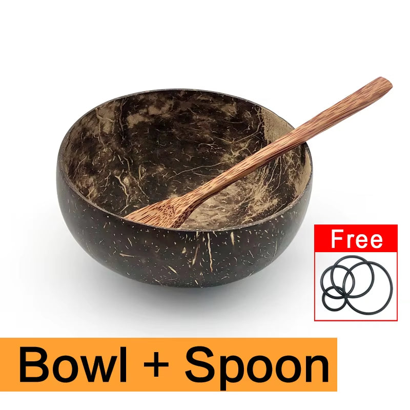 4.5-6Inch Natural Coconut Bowl Eco-Friendly Soup Fruit Salad Set Noodle Rice Bowl Wooden Fruit Container Handicraft Kitchenware