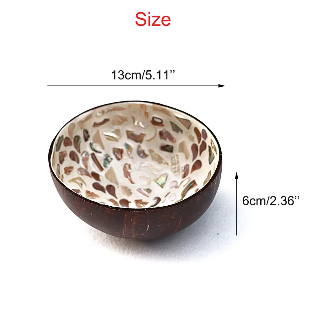 Creative Handmade Decoration Coconut Shell Bowl, Wood Breakfast Bowl, Original Fruit Salad Dish Restaurant Tableware Storage