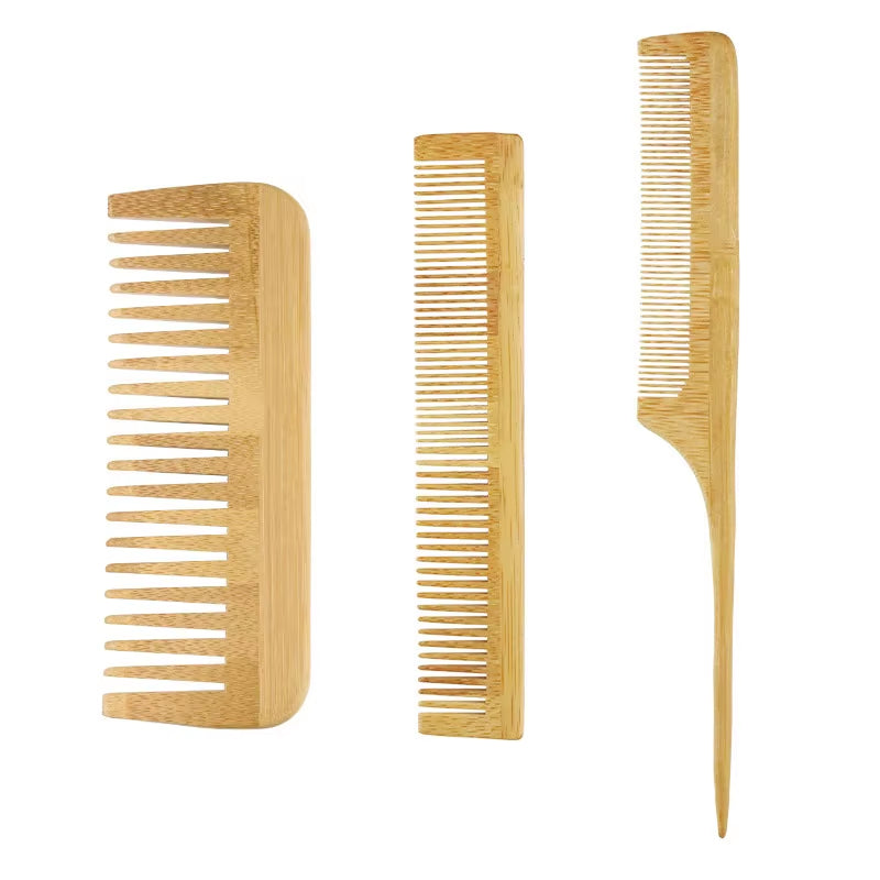 Bamboo Wooden Hair Brush Massage Comb Scalp Massager for Hair Growth Anti-Static Straightening Brush Soft Beard Baby Beech Brush