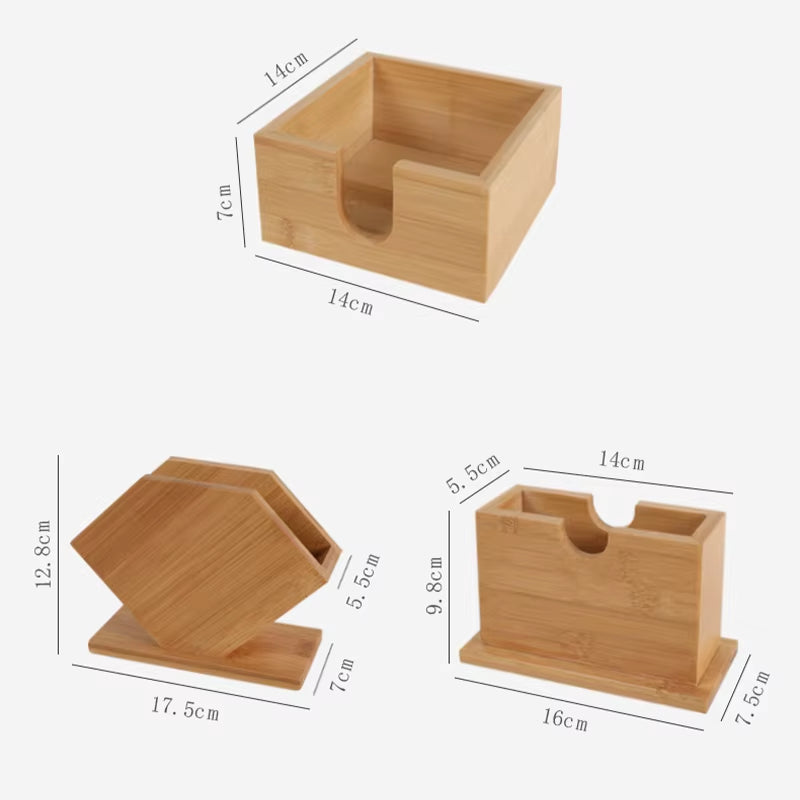 Natural Bamboo Tissue Box Cube Fan Shaped Napkin Holder for Home Kitchen Dining Table Paper Towel Storage Rack