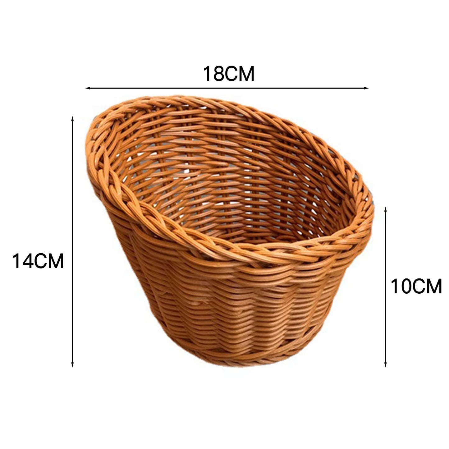 Oval Curved Rattan Wicker Woven Serving Baskets for Bread Fruit Vegetables Restaurant Serving Tabletop Display Rattan Basket