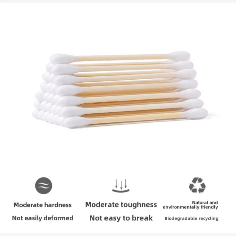 200 Pcs/Box Double Head Bamboo Cotton Buds Wood Stick Cotton Swab for Makeup , Nose Ear Cleaning , Pet Care , Art & Crafts