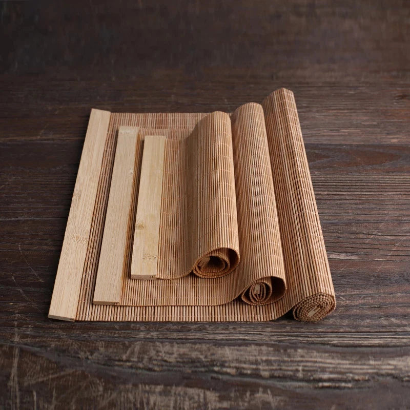 New Natural Bamboo Table Mat Tea Dining Hot Insulated Table Runner Japanese Style Natural Woven Placemat Coaster Cup Pad