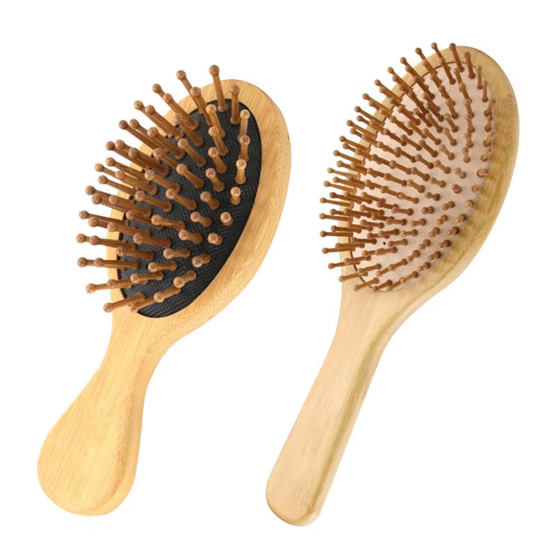 Bamboo Wooden Hair Brush Massage Comb Scalp Massager for Hair Growth Anti-Static Straightening Brush Soft Beard Baby Beech Brush
