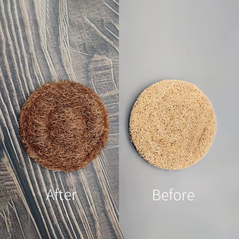 Tea Coaster round Eco-Friendly Natural Loofah Fiber Absorbent Non-Slip Heat Insulation Mat for Kung Fu Tea Table Set 3 Pack/8Cm
