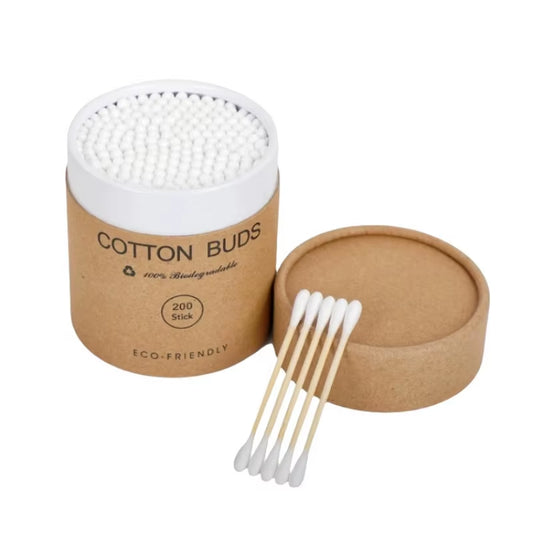 200 Pcs/Box Double Head Bamboo Cotton Buds Wood Stick Cotton Swab for Makeup , Nose Ear Cleaning , Pet Care , Art & Crafts