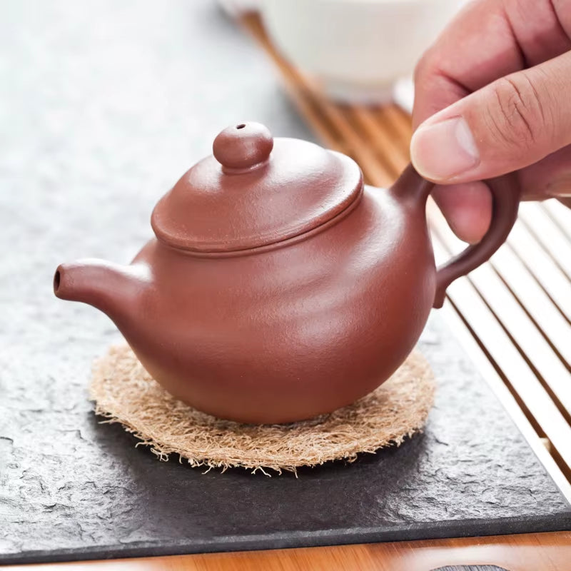 Tea Coaster round Eco-Friendly Natural Loofah Fiber Absorbent Non-Slip Heat Insulation Mat for Kung Fu Tea Table Set 3 Pack/8Cm