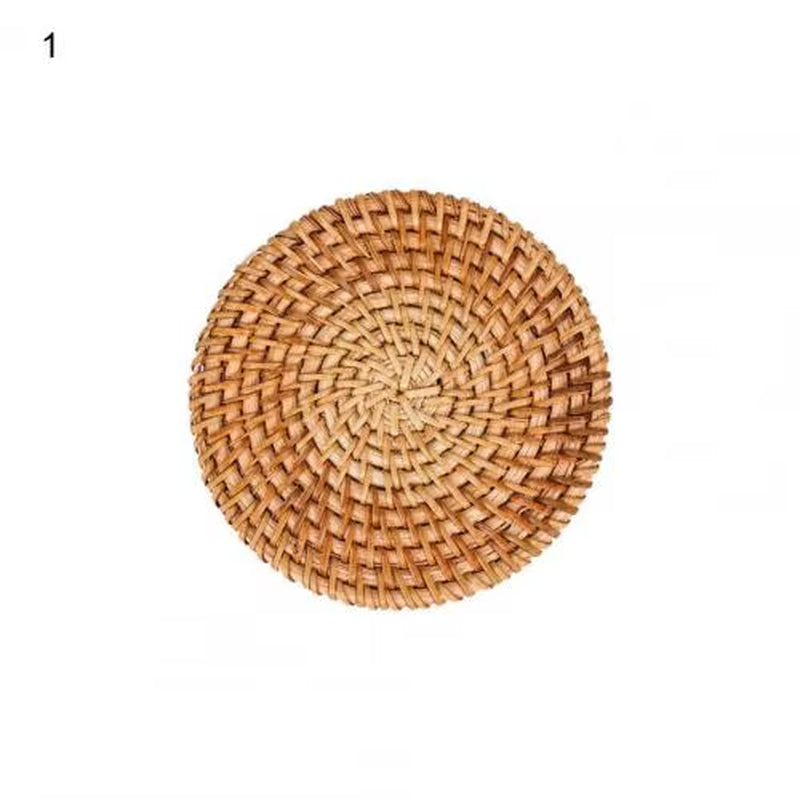 Woven Drink Coaster Heat Rattan Cup Holder Blue/White Porcelain Pad Natural Straw Insulation Pot Holder Mat Table Placemat