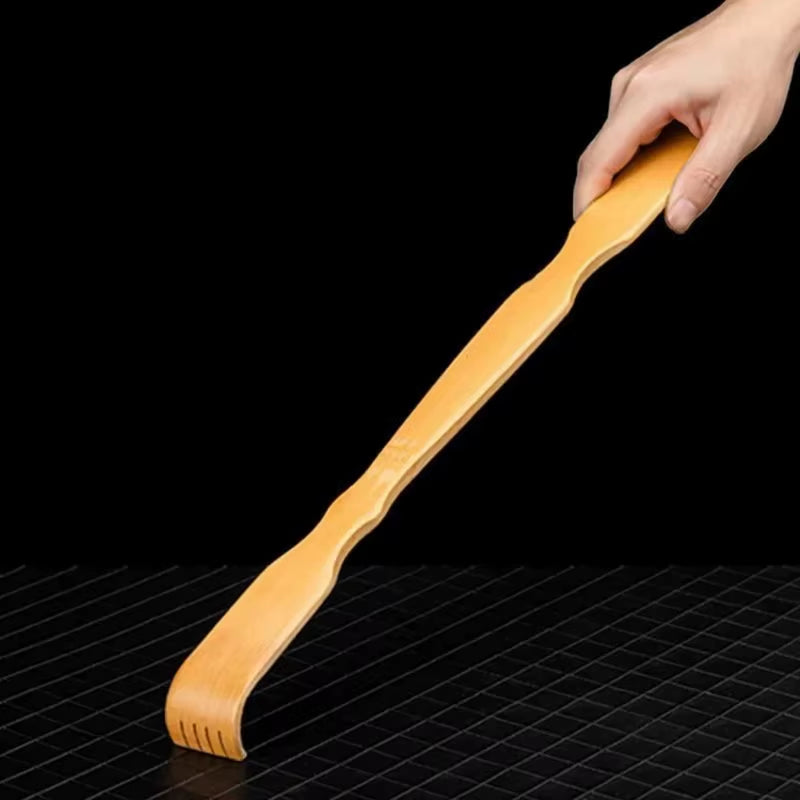 Bamboo Back Scratcher Massage Roller Long Wooden Body Large Stick Aid for Men & Women - Comfortable Back Itch Relief