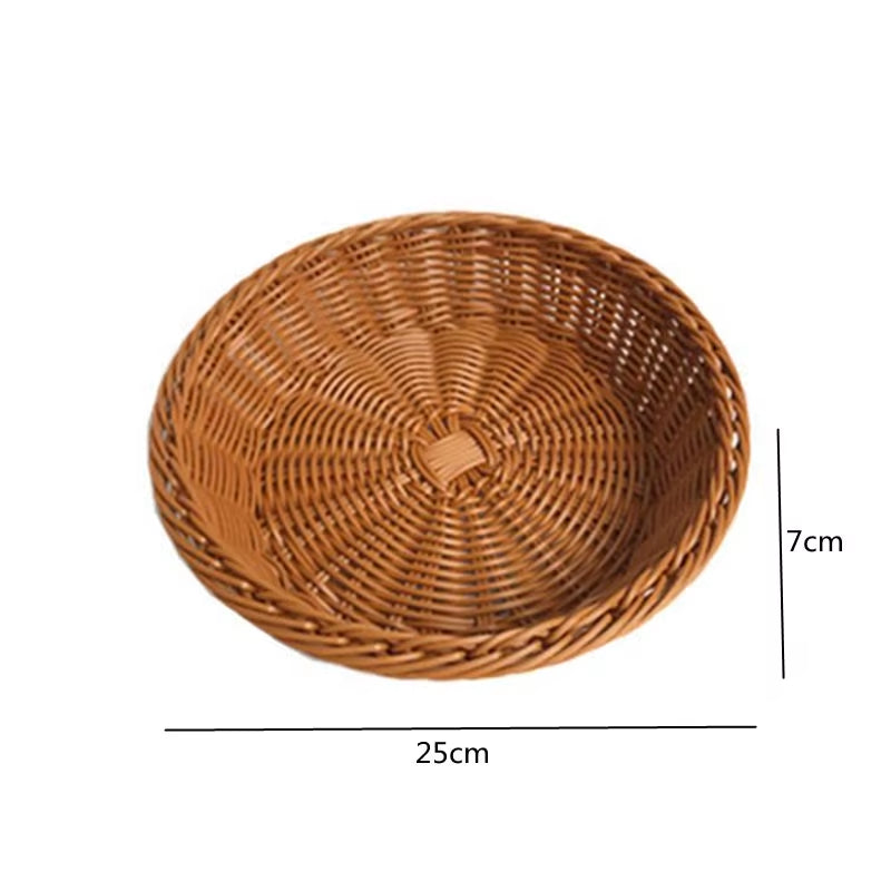 Oval Curved Rattan Wicker Woven Serving Baskets for Bread Fruit Vegetables Restaurant Serving Tabletop Display Rattan Basket