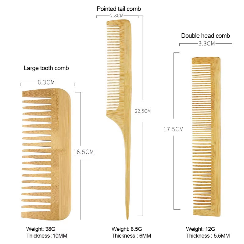 Bamboo Wooden Hair Brush Massage Comb Scalp Massager for Hair Growth Anti-Static Straightening Brush Soft Beard Baby Beech Brush